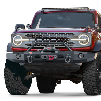 WARN® - Elite Series Full Width Black Front Winch HD Bumper with Hoop
