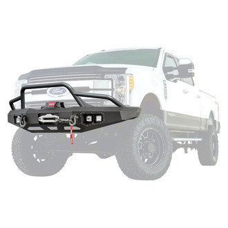 WARN® - Ascent Full Width Black Front Winch HD Bumper with Pre-Runner