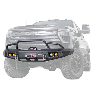 WARN® - Ascent Full Width Black Front Winch HD Bumper with Pre-Runner