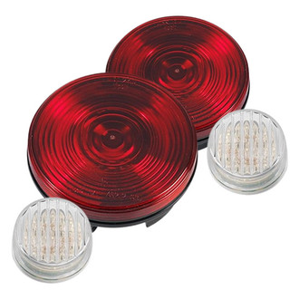 Warrior® - 4" Driver and Passenger Side Chrome/Red LED Tail Lights