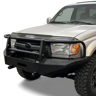 Warrior® - Full Width Black Powder Coated Front Winch HD Bumper with Grille Guard