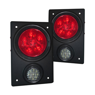 Warrior® - 9x6" Rectangular Driver and Passenger Side Black/Red LED Tail Lights