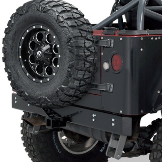 Warrior® - Full Width Black Powder Coated Rear HD Bumper with Class III Receiver Hitch