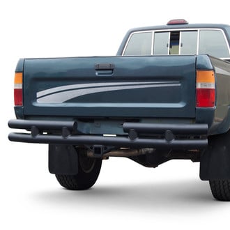 Warrior® - Full Width Black Powder Coated Rear Tubular Bumper with Class III Receiver Hitch
