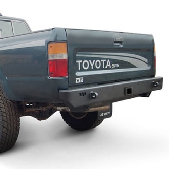 Warrior® - Full Width Black Powder Coated Rear HD Bumper with Hitch Receiver