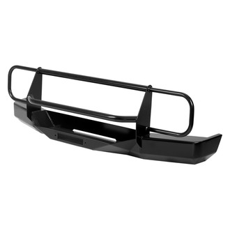 Warrior® - Rock Crawler Full Width Black Powder Coated Front Winch HD Bumper with Brush Guard