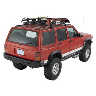 Warrior® - Rock Crawler Full Width Black Powder Coated Rear HD Bumper with Light Duty Receiver Hitch
