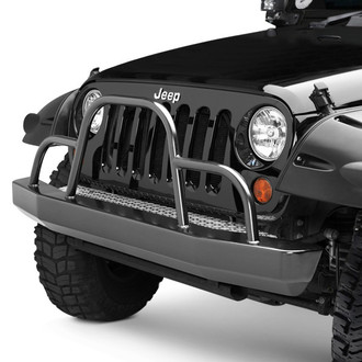 Warrior® - Rock Crawler Full Width Black Powder Coated Front HD Bumper with Grille Guard