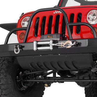 Warrior® - Rock Crawler Full Width Black Powder Coated Front Winch HD Bumper with Brush Guard