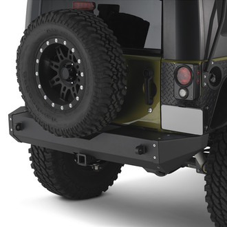 Warrior® - Rock Crawler Full Width Black Powder Coated Rear HD Bumper with Light Duty Receiver Hitch