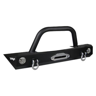 Warrior® - Mid Width Black Powder Coated Front Winch HD Bumper with Hoop