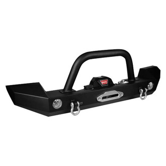 Warrior® - Full Width Black Powder Coated Front Winch HD Bumper with Hoop