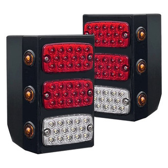 Warrior® - Driver and Passenger Side Black/Red LED Tail Lights