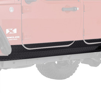 Warrior® - Black Diamond Plate Side Plates with Front Cut Out and 5" Lower Factory Door Plates