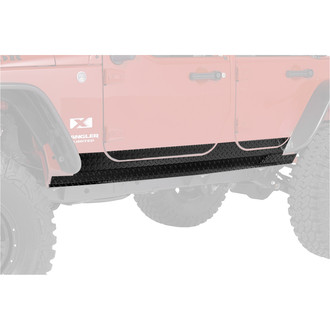 Warrior® - Black Diamond Plate Side Plates with Front Cut Out and 5" Lower Factory Door Plates