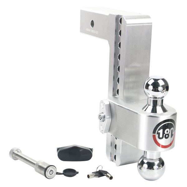 Weigh Safe® - 180 Hitch Adjustable Dual Ball Mount 10"Drop with Keyed Alike Key Lock and Hitch Pin, 8000 lb GWT / 18500 lb GWT