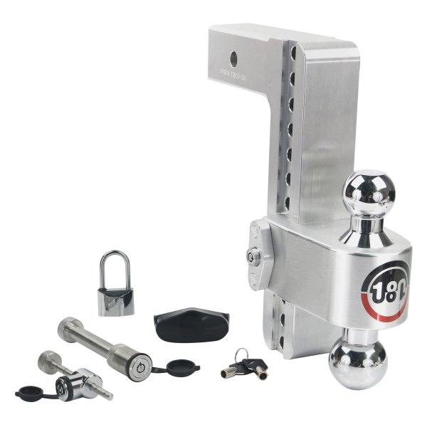 Weigh Safe® - 180 Hitch Adjustable Dual Ball Mount 10"Drop with Keyed Alike Receiver Pin, Coupler Lock, PadLock, 8000 lb GWT / 18500 lb GWT
