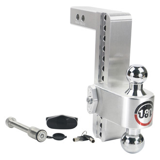 Weigh Safe® - Class 4 180 Hitch Adjustable 10" Drop Aluminum with Chrome Plated Balls Dual Ball Mount with Keyed Alike Key Lock and Hitch Pin for 2" Receivers