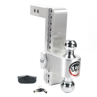 Weigh Safe® - Class 4 180 Hitch Adjustable 10" Drop Aluminum with Chrome Plated Balls Dual Ball Mount with Dual Pin Keyed Lock for 2" Receivers