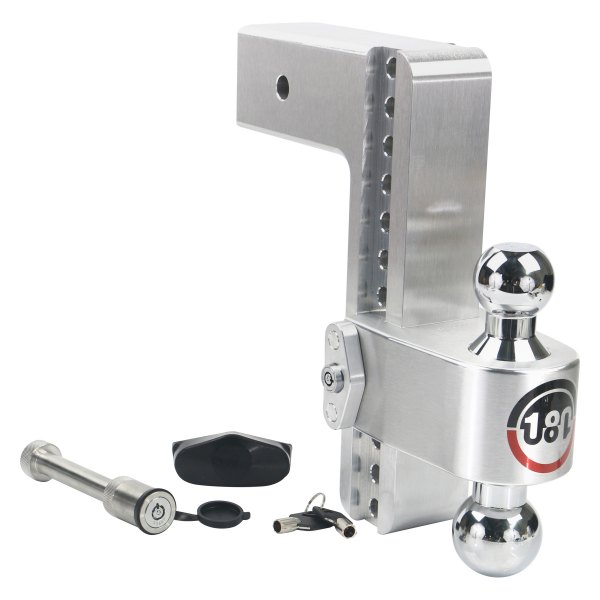 Weigh Safe® - 180 Hitch Adjustable Dual Ball Mount 10"Drop with Keyed Alike Key Lock and Hitch Pin, 8000 lb GWT / 21000 lb GWT