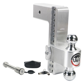 Weigh Safe® - Class 5 180 Hitch Adjustable 10" Drop Aluminum with Chrome Plated Balls Dual Ball Mount with Keyed Alike Key Lock and Hitch Pin for 3" Receivers