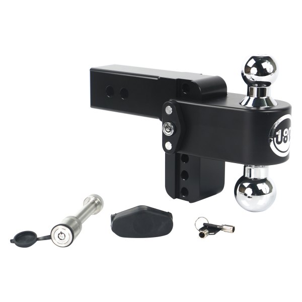 Weigh Safe® - 180 Hitch Adjustable Dual Ball Mount 4"Drop with Keyed Alike Key Lock and Hitch Pin, 8000 lb GWT / 18500 lb GWT