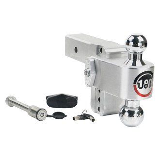 Weigh Safe® - Class 5 180 Hitch Adjustable 4" Drop Aluminum with Chrome Plated Balls Dual Ball Mount with Keyed Alike Key Lock and Hitch Pin for 2-1/2" Receivers