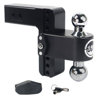 Weigh Safe® - Class 5 180 Hitch Adjustable 6" Drop Cerakote Black with Chrome Plated Balls Dual Ball Mount with Dual Pin Keyed Lock for 2-1/2" Receivers