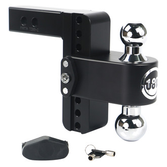 Weigh Safe® - Class 4 180 Hitch Adjustable 6" Drop Cerakote Black with Chrome Plated Balls Dual Ball Mount with Dual Pin Keyed Lock for 2" Receivers