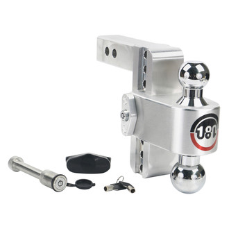 Weigh Safe® - Class 4 180 Hitch Adjustable 6" Drop Aluminum with Chrome Plated Balls Dual Ball Mount with Keyed Alike Key Lock and Hitch Pin for 2" Receivers
