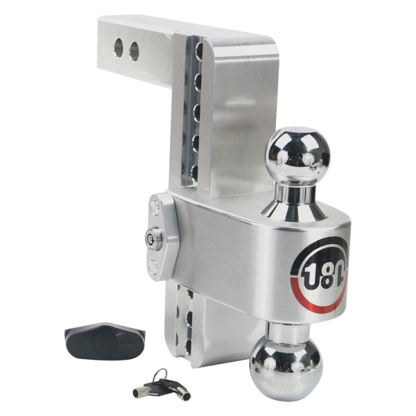 Weigh Safe® - 180 Hitch Adjustable Dual Ball Mount 8"Drop with Dual Pin Keyed Lock, 7500 lb GWT / 8000 lb GWT