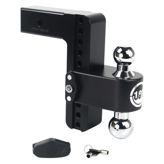 Weigh Safe® - Class 5 180 Hitch Adjustable 8" Drop Cerakote Black with Chrome Plated Balls Dual Ball Mount with Dual Pin Keyed Lock for 2-1/2" Receivers