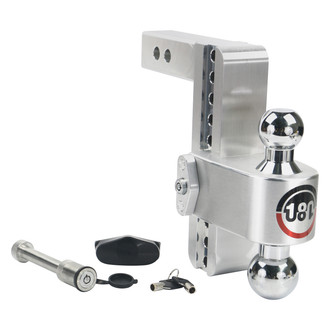 Weigh Safe® - Class 4 180 Hitch Adjustable 8" Drop Aluminum with Chrome Plated Balls Dual Ball Mount with Keyed Alike Key Lock and Hitch Pin for 2" Receivers