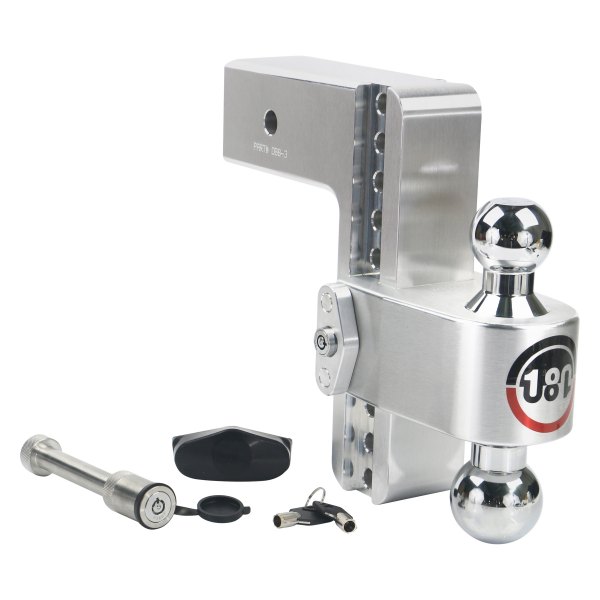 Weigh Safe® - 180 Hitch Adjustable Dual Ball Mount 8"Drop with Keyed Alike Key Lock and Hitch Pin, 8000 lb GWT / 21000 lb GWT