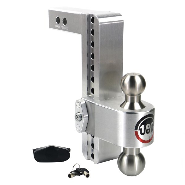 Weigh Safe® - 180 Hitch Adjustable Dual Ball Mount 10"Drop with Dual Pin Keyed Lock, 7500 lb GWT / 8000 lb GWT