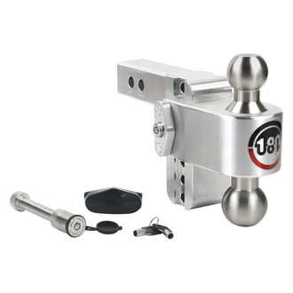 Weigh Safe® - Class 4 180 Hitch Adjustable 4" Drop Aluminum with Stainless Steel Balls Dual Ball Mount with Keyed Alike Key Lock and Hitch Pin for 2" Receivers