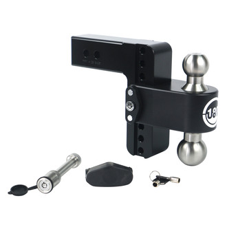 Weigh Safe® - Class 5 180 Hitch Adjustable 6" Drop Cerakote Black with Stainless Steel Balls Dual Ball Mount with Keyed Alike Key Lock and Hitch Pin for 2-1/2" Receivers