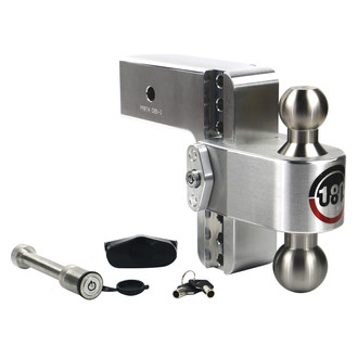 Weigh Safe® - Class 5 180 Hitch Adjustable 6" Drop Aluminum with Stainless Steel Balls Dual Ball Mount with Keyed Alike Key Lock and Hitch Pin for 3" Receivers
