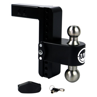 Weigh Safe® - Class 4 180 Hitch Adjustable 8" Drop Cerakote Black with Stainless Steel Balls Dual Ball Mount with Dual Pin Keyed Lock for 2" Receivers
