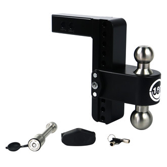 Weigh Safe® - Class 4 180 Hitch Adjustable 8" Drop Cerakote Black with Stainless Steel Balls Dual Ball Mount with Keyed Alike Key Lock and Hitch Pin for 2" Receivers