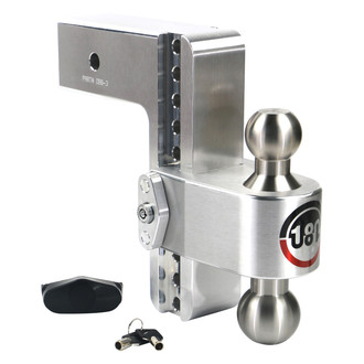 Weigh Safe® - Class 5 180 Hitch Adjustable 8" Drop Aluminum with Stainless Steel Balls Dual Ball Mount with Dual Pin Keyed Lock for 3" Receivers