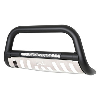 Westin® - 3" Ultimate Black LED Bull Bar with Brushed Skid Plate