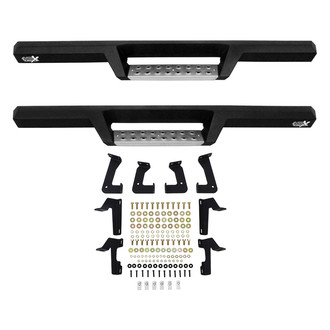 Westin® - 4" HDX Black Drop Steps with Polished Step Plates