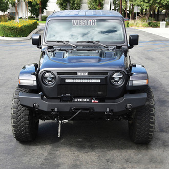 Westin® - WJ2 Full Width Black Front Winch HD Bumper