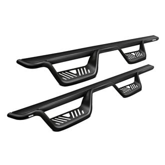 Westin® - 4" Outlaw Series Cab Length Black Round Drop Nerf Step Bars