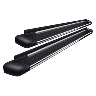 Westin® - 5.5" SG6 Cab Length Black LED Running Boards with Brite Trim