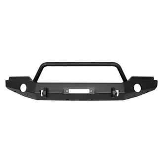Westin® - WJ2 Full Width Black Front Winch HD Bumper with Hoop