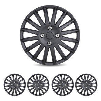 Winjet® - 15" 16-Spokes 5019 Style Black Matte Hubcaps Wheel Covers