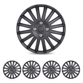 Winjet® - 16" 16-Spokes 5019 Style Black Matte Hubcaps Wheel Covers