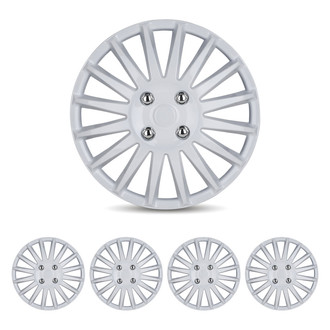Winjet® - 15" 16-Spokes 5019 Style White Lacquer Hubcaps Wheel Covers